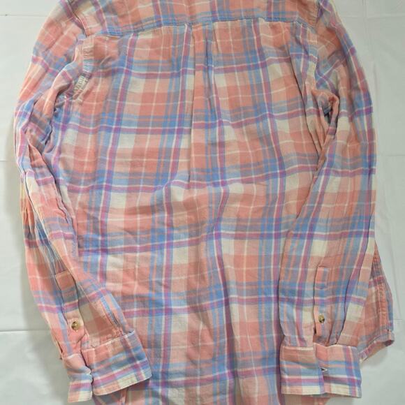 Chaps Woman's Multi-Colored Plaid Long Sleeve Button Down Short size M - Picture 8 of 8